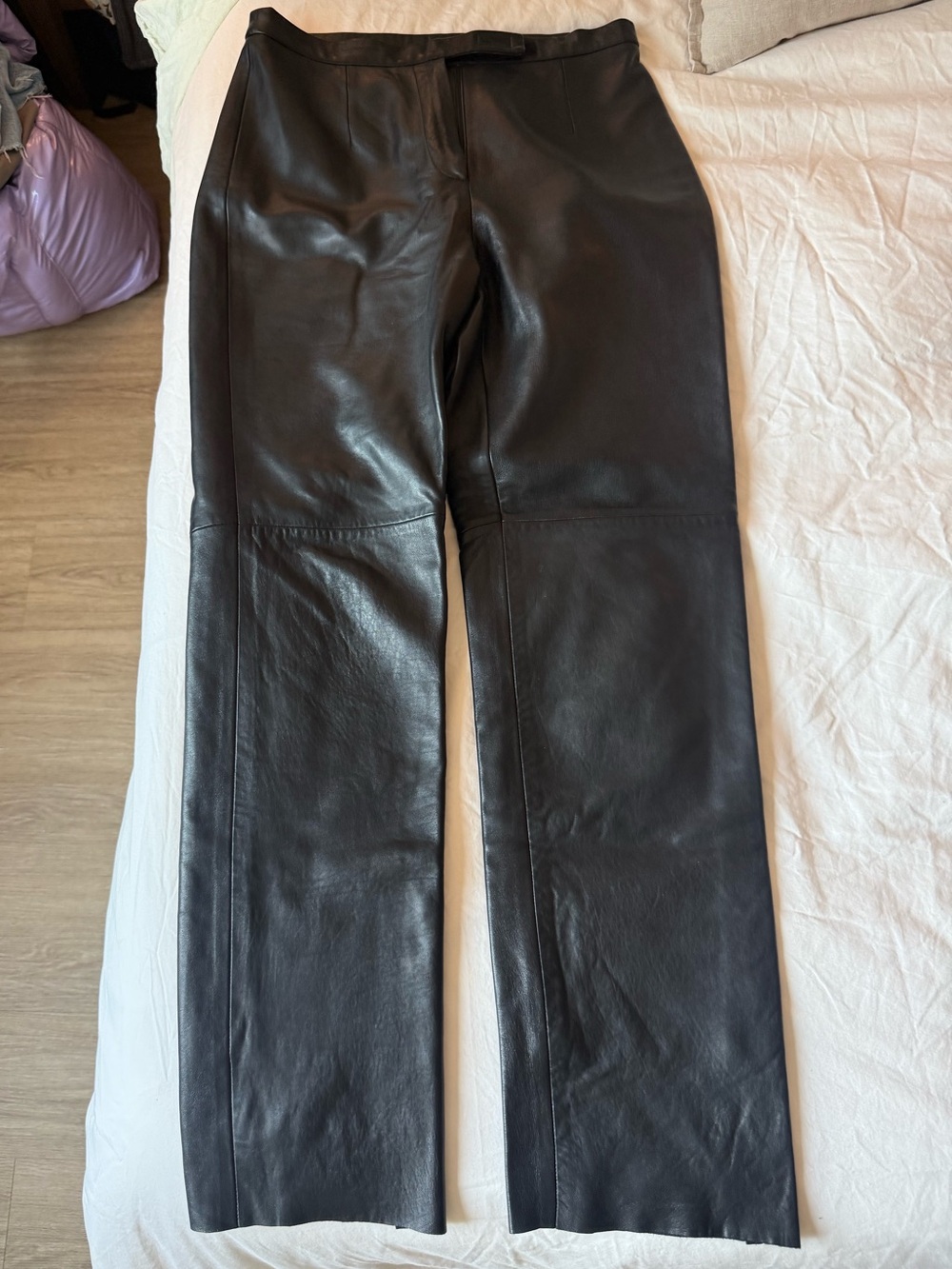 Siena Studio Black Leather Pants with Belt Loop Detail - 100% Leather